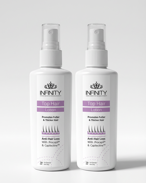 Top Hair Lotion promopack buy one get one free by Infinity Clinic Pharma – hair strengthening treatment promotional offer