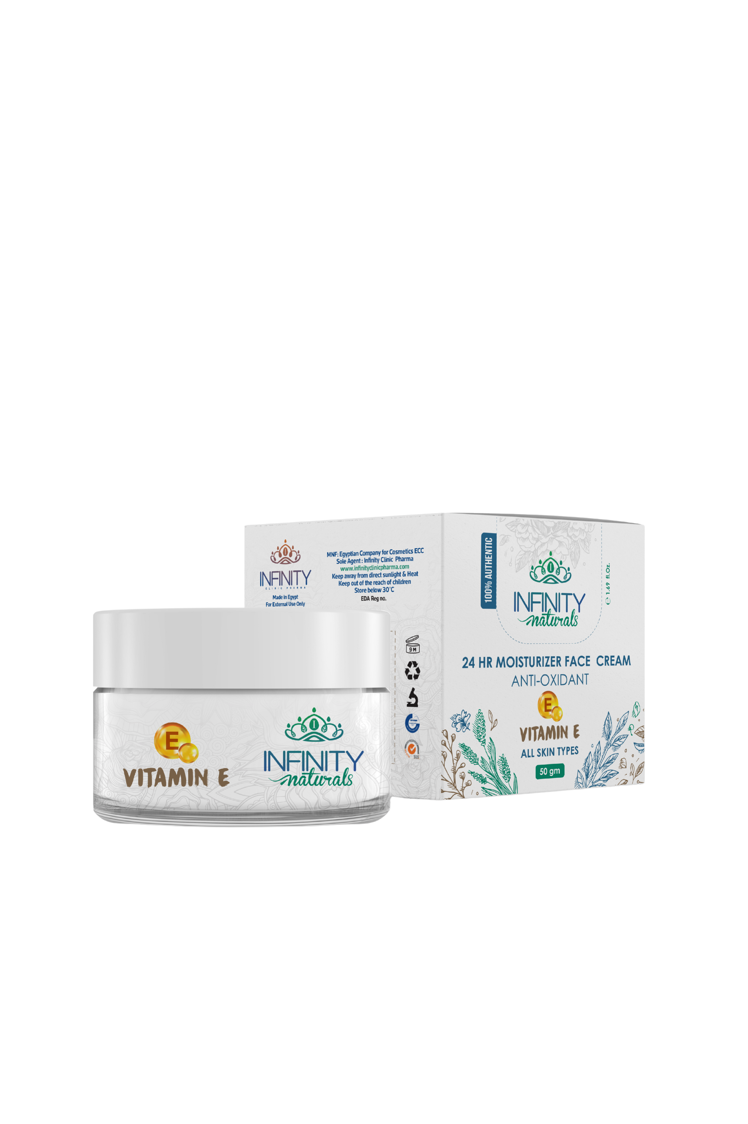 24H Moisturizer Face Cream Day & Night Vitamin E by Infinity Clinic Pharma – all-day hydrating face cream with vitamin E