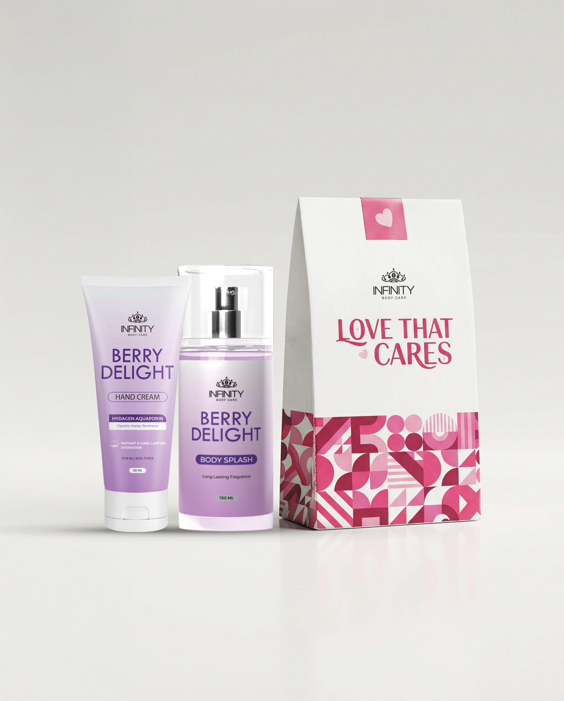 Infinity Body Splash Berry Delight 150ml & Hand Cream Berry Delight Valentine's Bundle