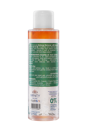 Make Up Remover Rosehip by Infinity Clinic Pharma – back view with ingredients and usage details