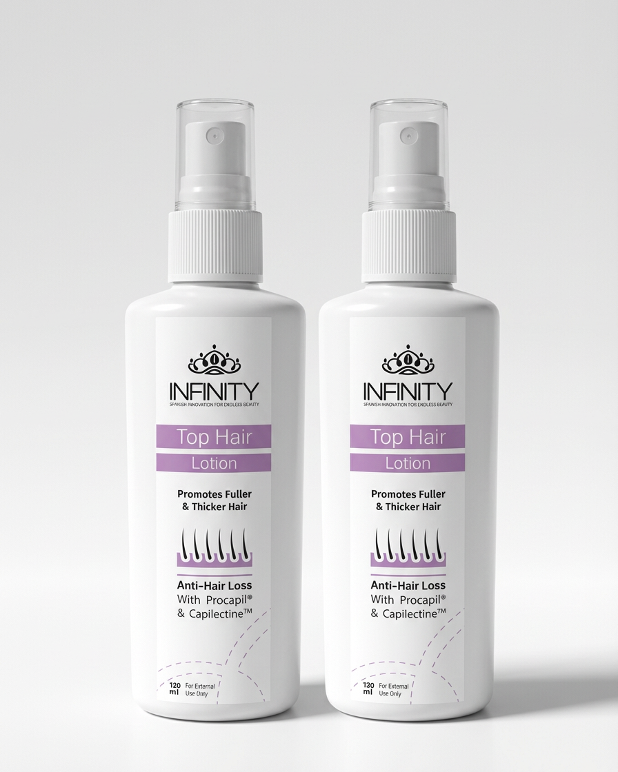 Top Hair Lotion promopack buy one get one free by Infinity Clinic Pharma – hair strengthening treatment promotional offer