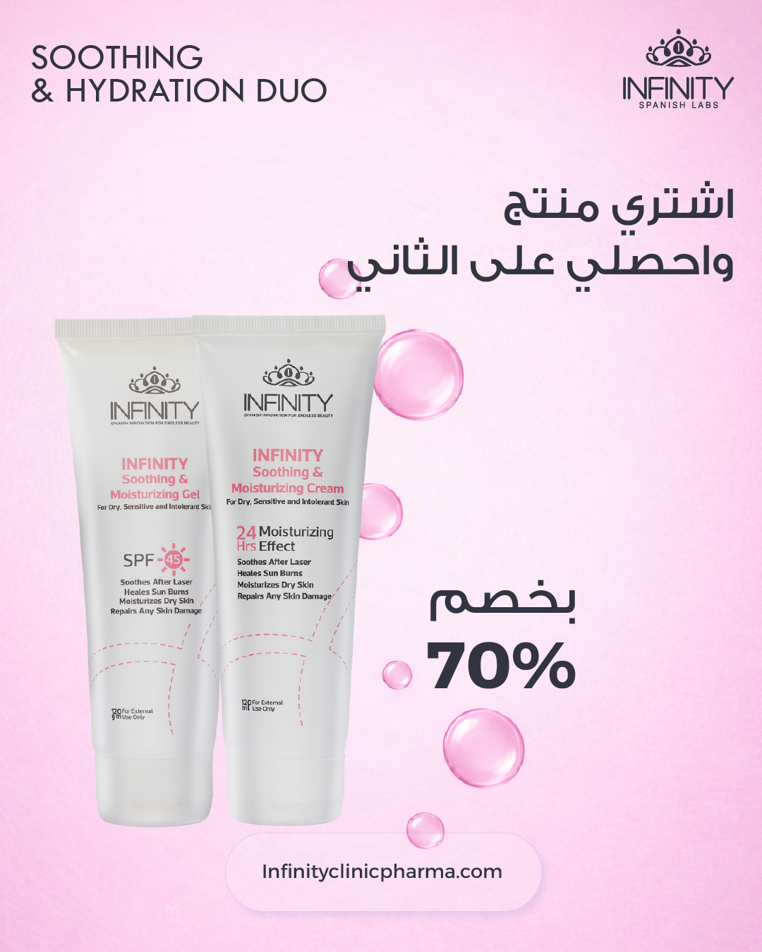 Infinity Clinic Pharma Soothing & Hydration Duo – calming moisturiser bundle for sensitive skin